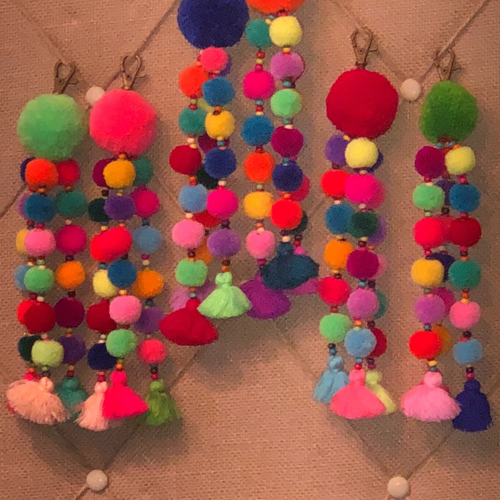 Colorful Pom Pom bag charms